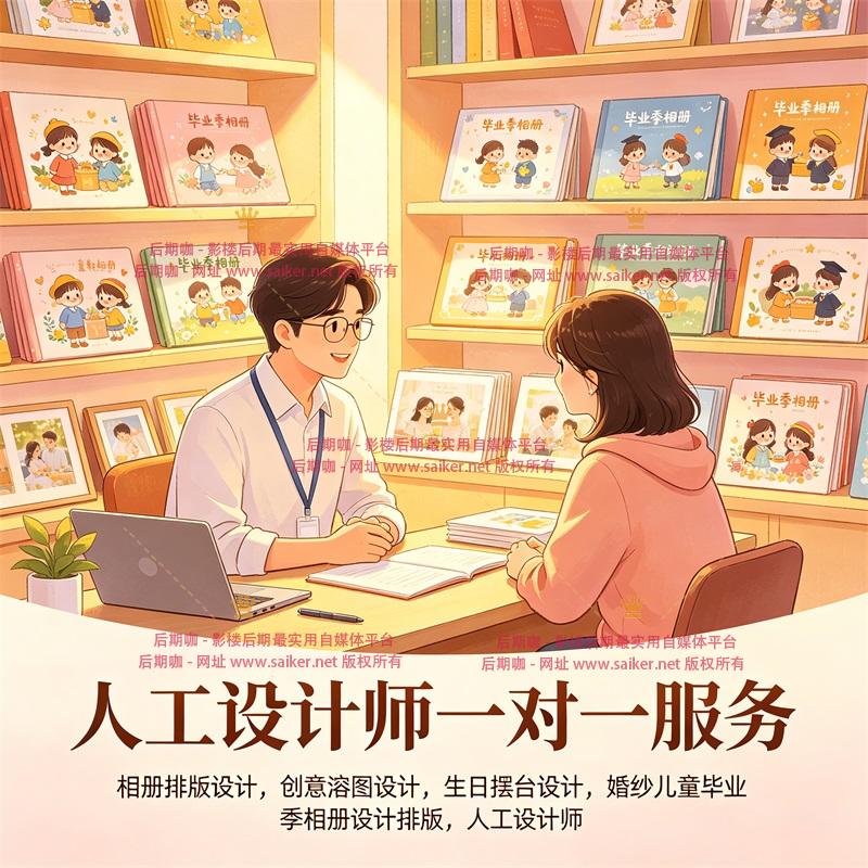 影楼相册排版设计婚纱儿童毕业季排版创意溶图生日摆台人工设计